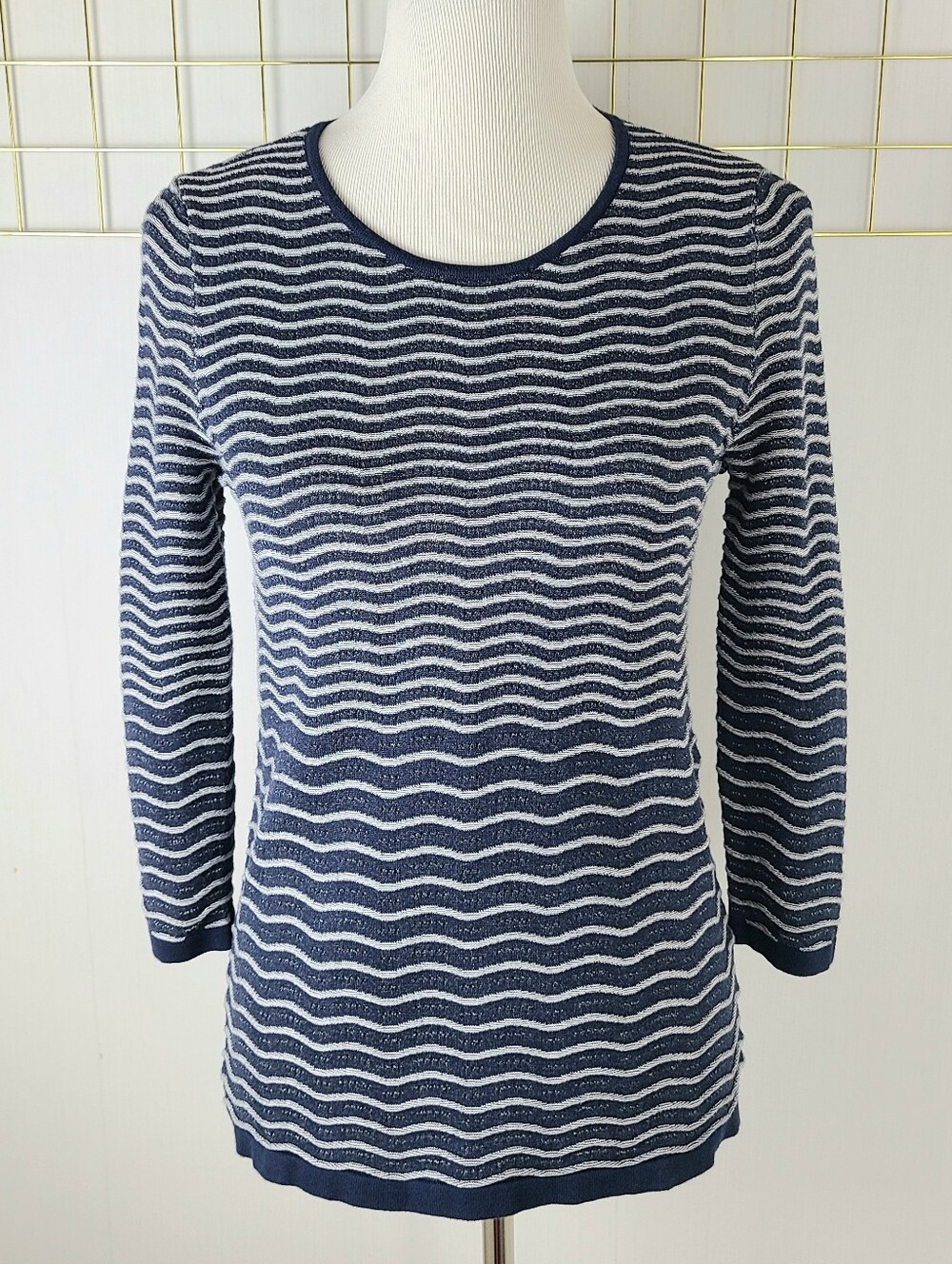 Edinburgh Knitwear Pima Cotton Swirl Striped Pullover Sweater